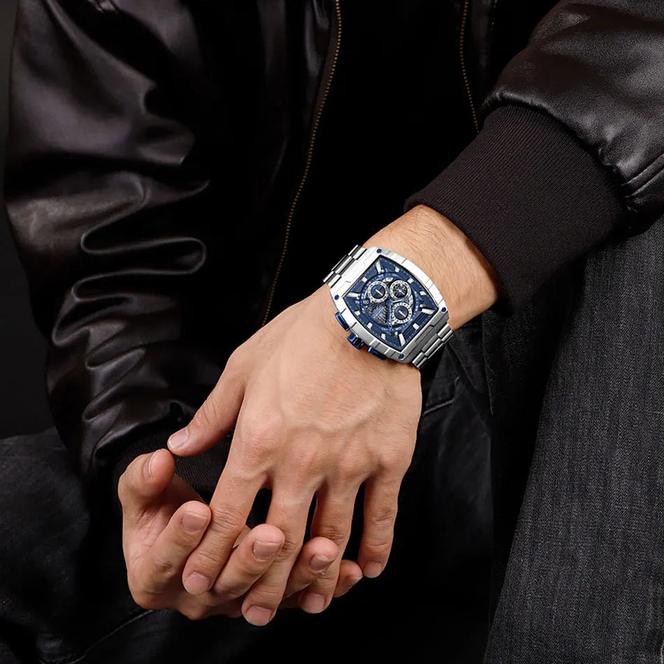 Apex Chronograph Watch | Silver & Blue Chronograph Watch for Men | Stainless Steel & Waterproof