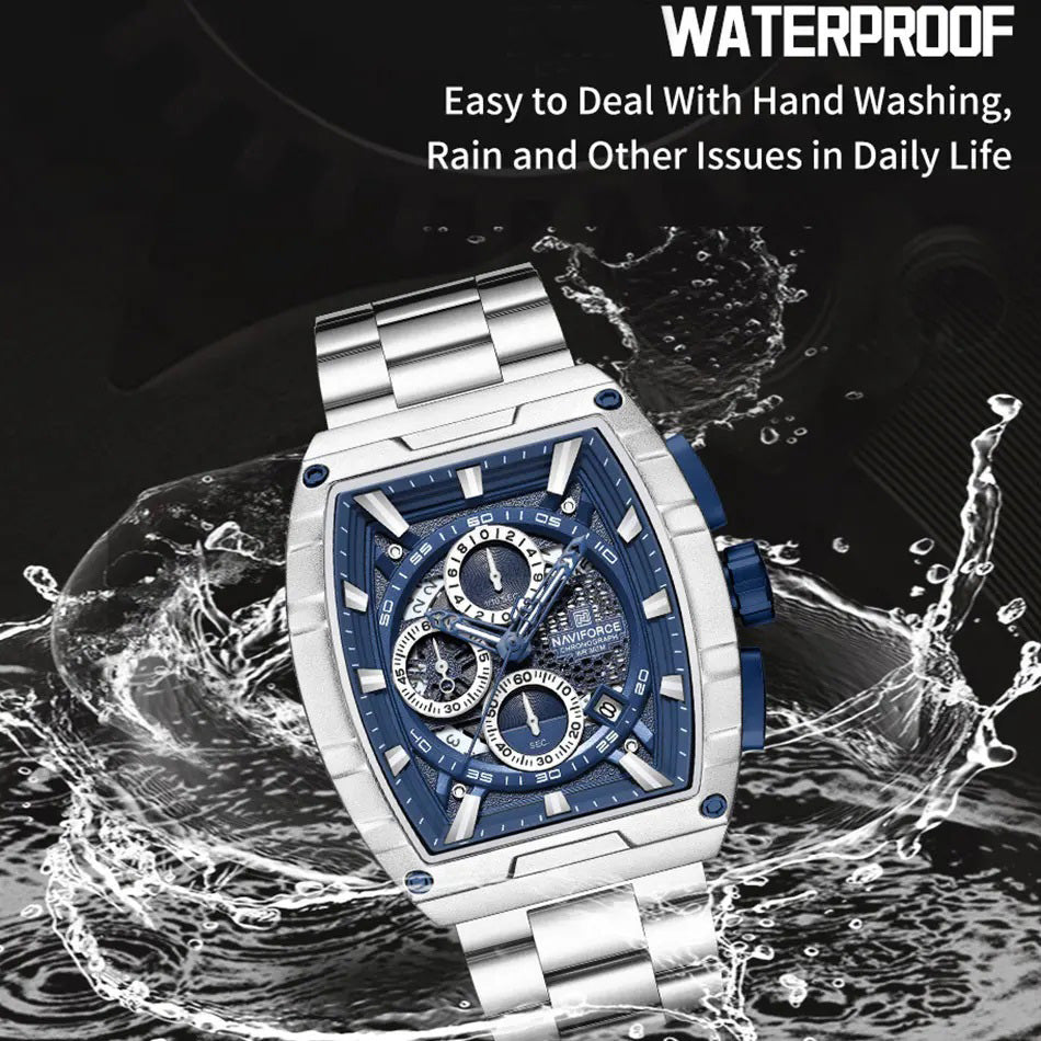 Apex Chronograph Watch | Silver & Blue Chronograph Watch for Men | Stainless Steel & Waterproof
