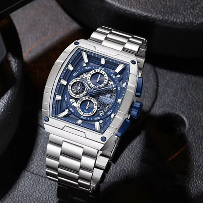 Apex Chronograph Watch | Silver & Blue Chronograph Watch for Men | Stainless Steel & Waterproof